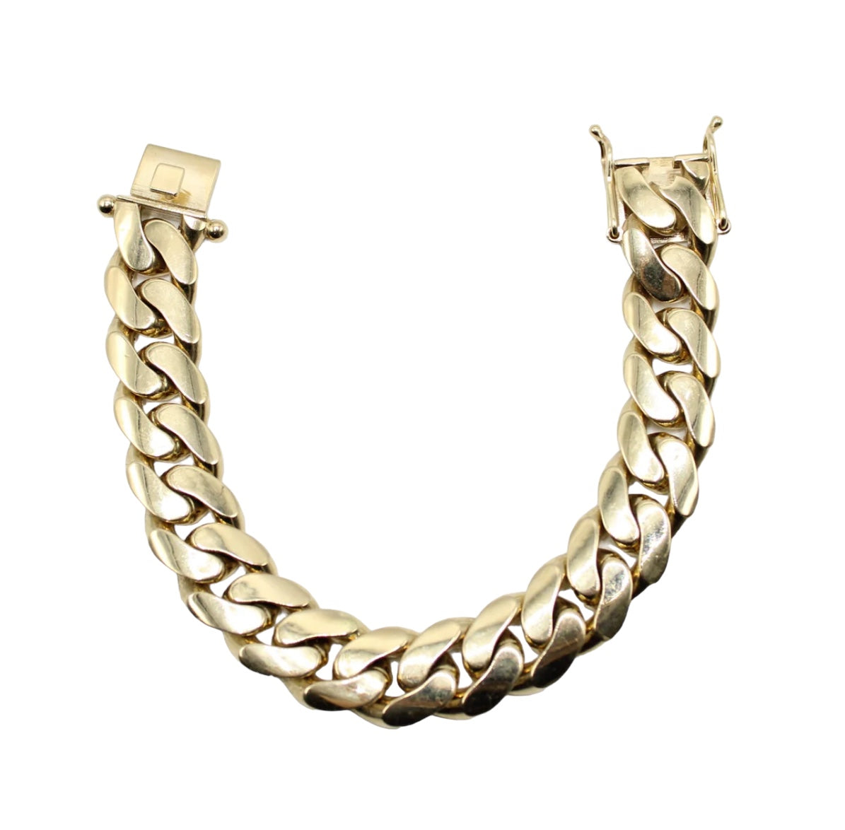 14K Semi Solid Cuban Bracelet Yellow Gold