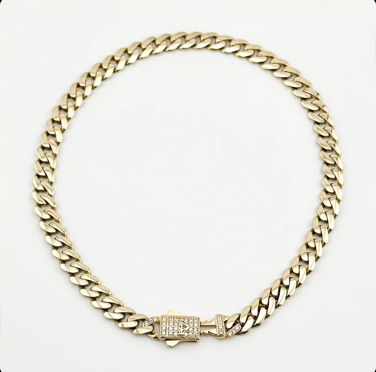 14k Semi-Solid choker cuban link 8.5mm-16//