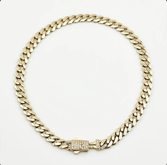 14k Semi-Solid choker cuban link 8.5mm-16//